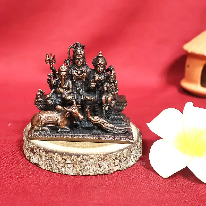 2.5 inches Copper Lord Shiva family idol