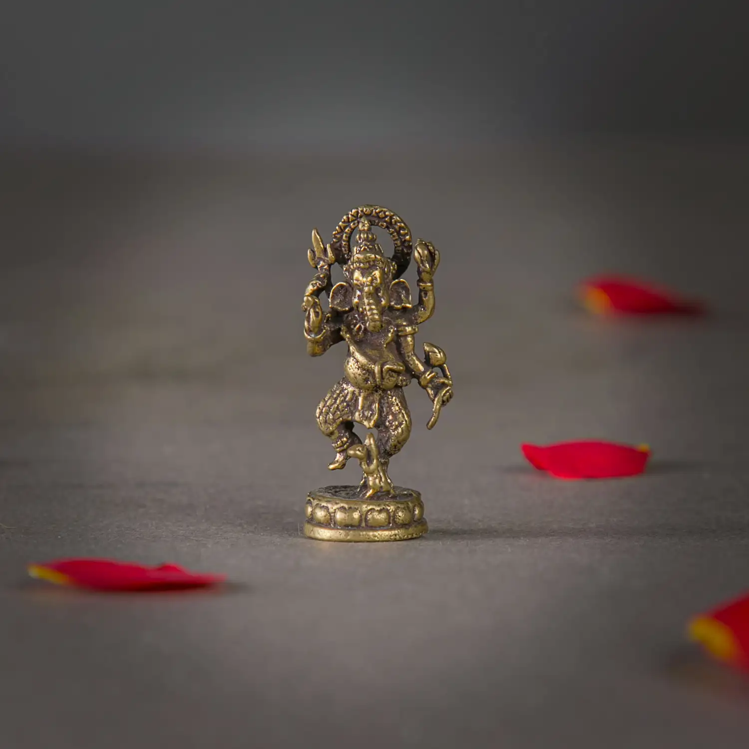 one inch Mini Brass Standing dancing Ganesha idol