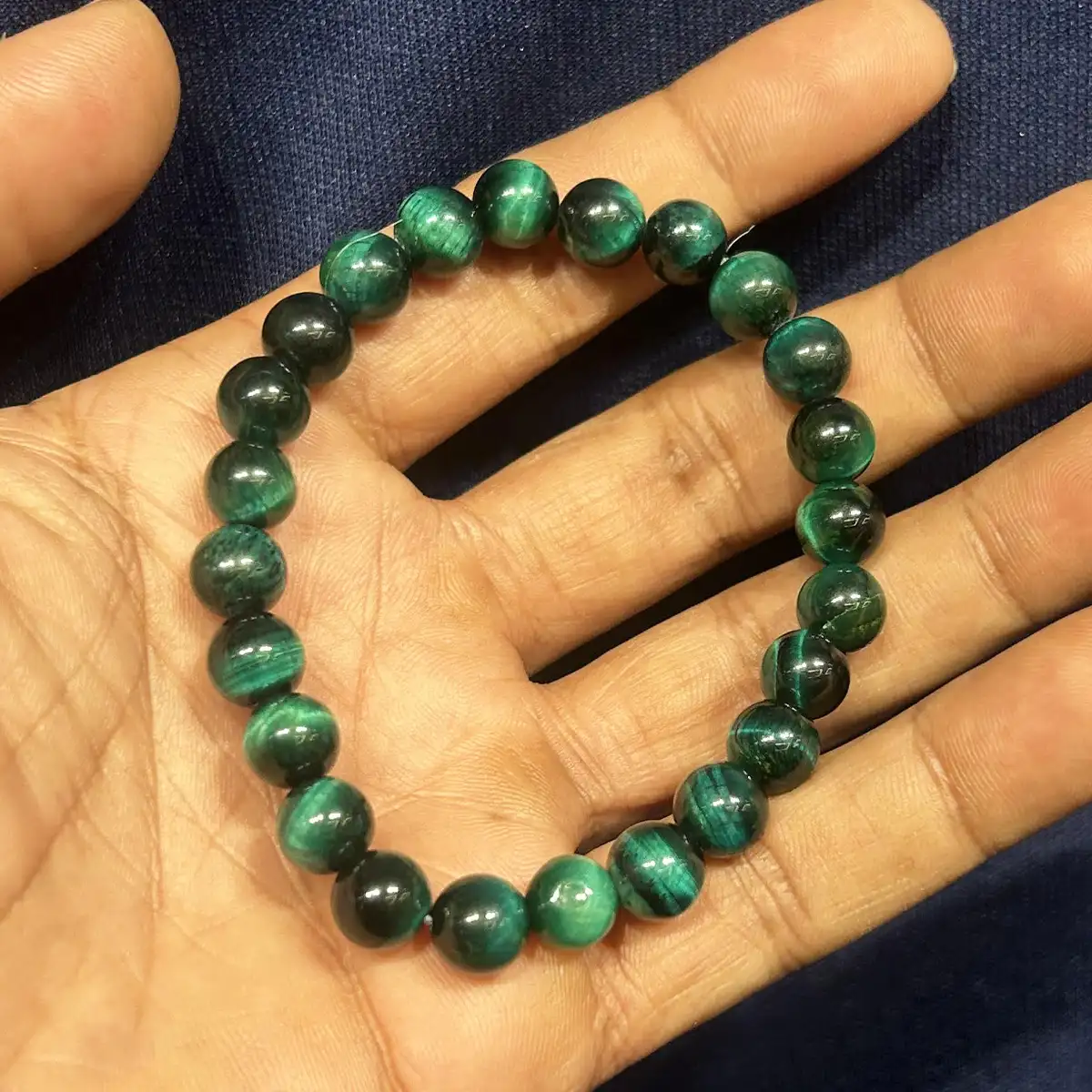 8 mm Green Tiger Eye Original Crystal Stone Bracelet - secondary