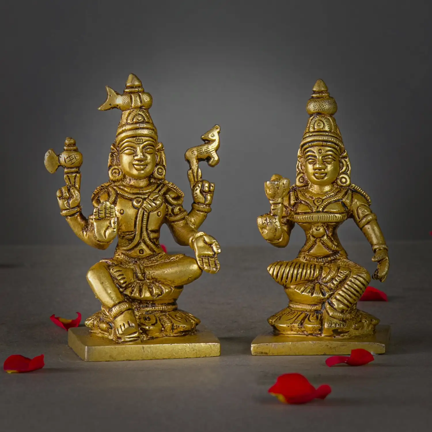 4 inches God Shiva and Goddess Parvathi sitting Separate brass idol