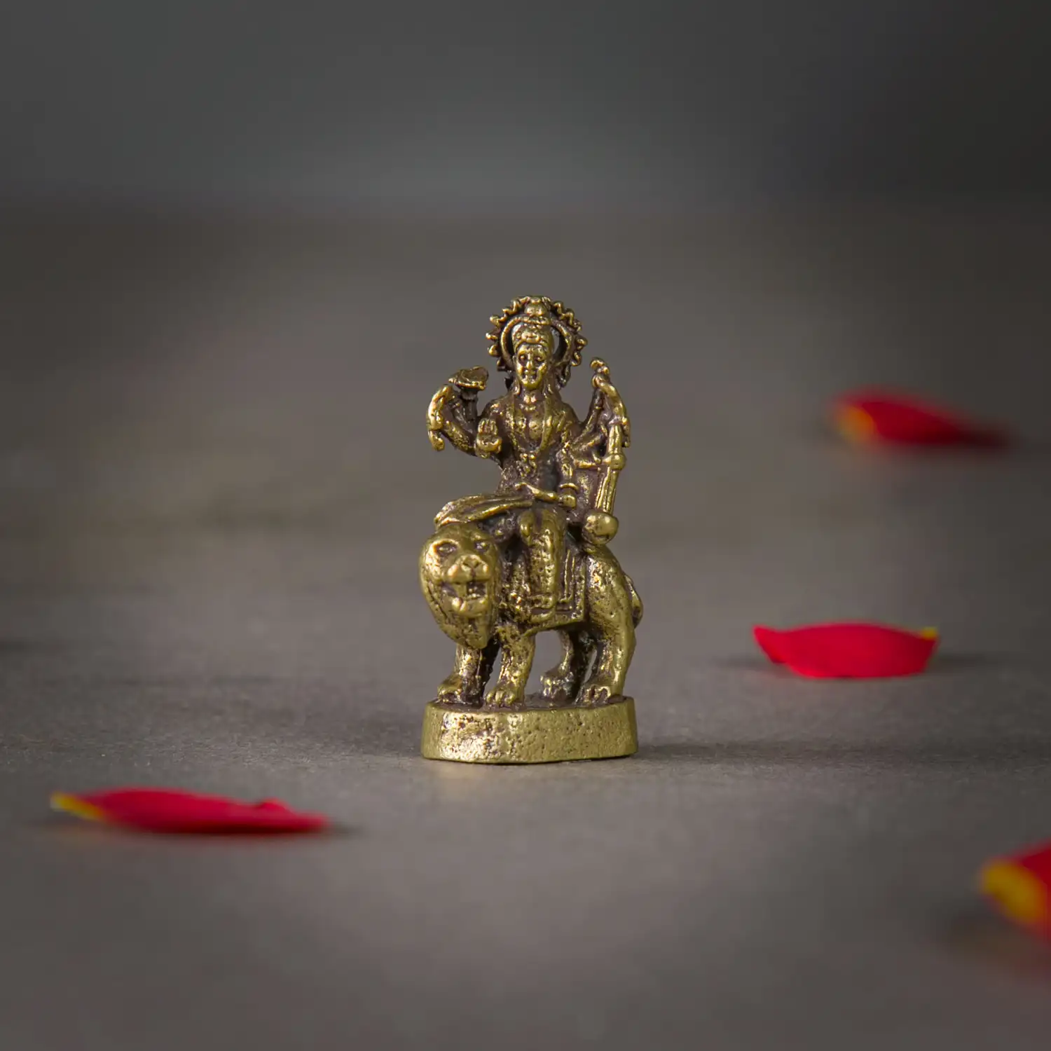 1 inch Brass Lion Durga idol