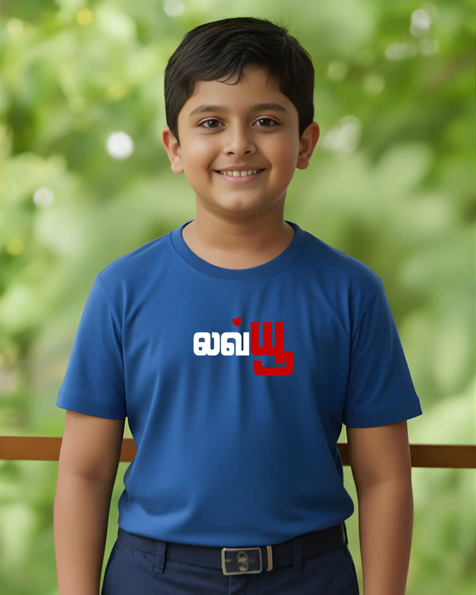 Kids Round Neck Love You - Royal-Blue