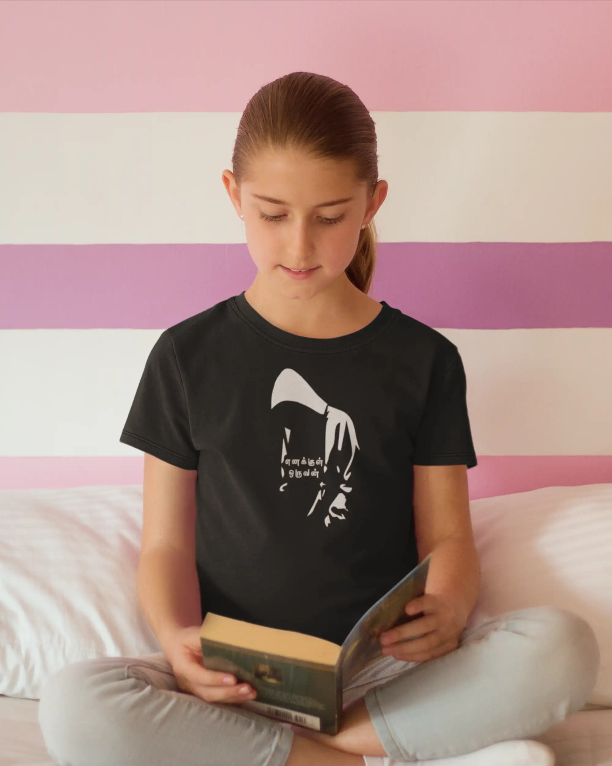 Kids Round Neck Enakkul Oruvan-Black