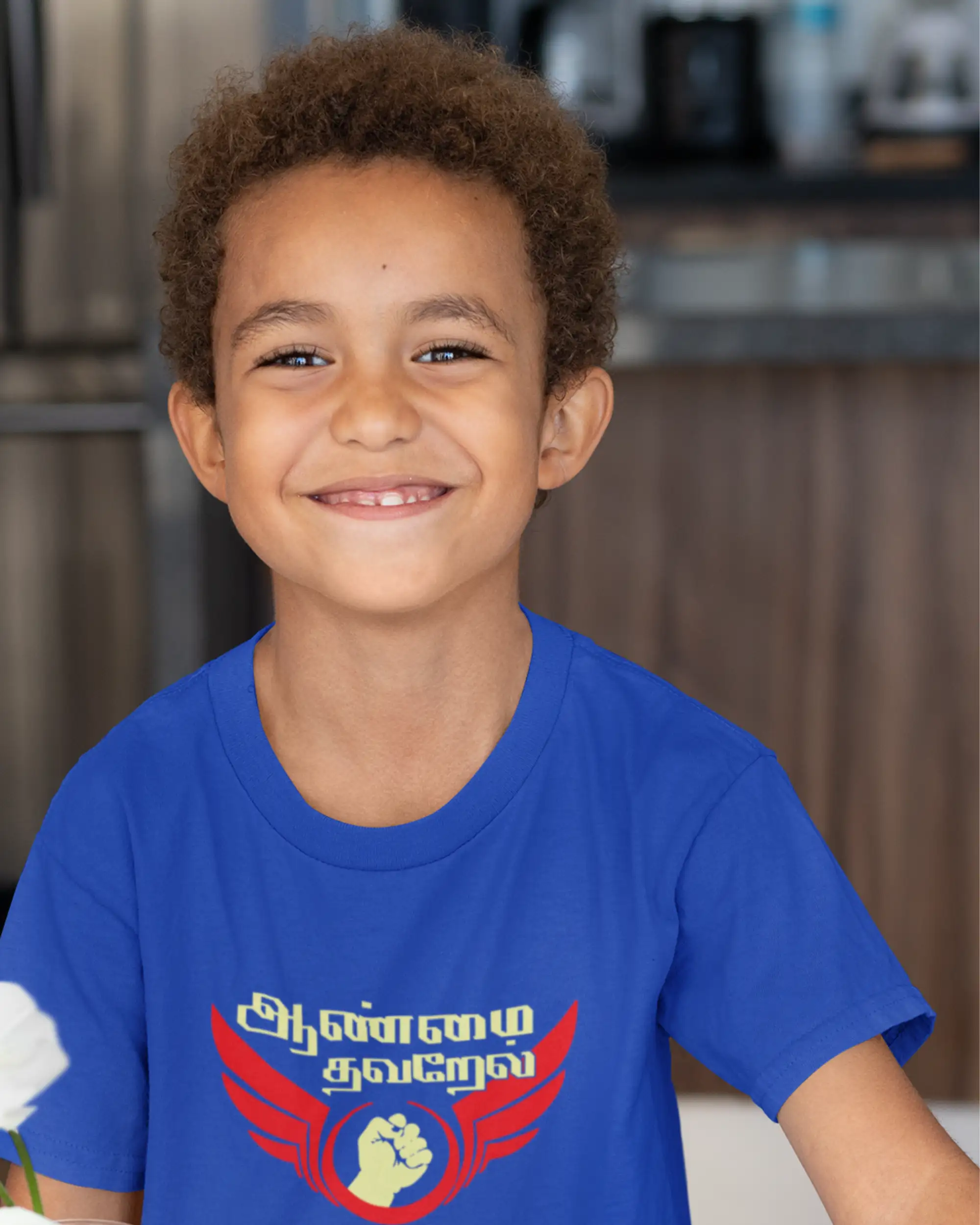 Kids Round Neck Aanmai Thavarel-Royal Blue