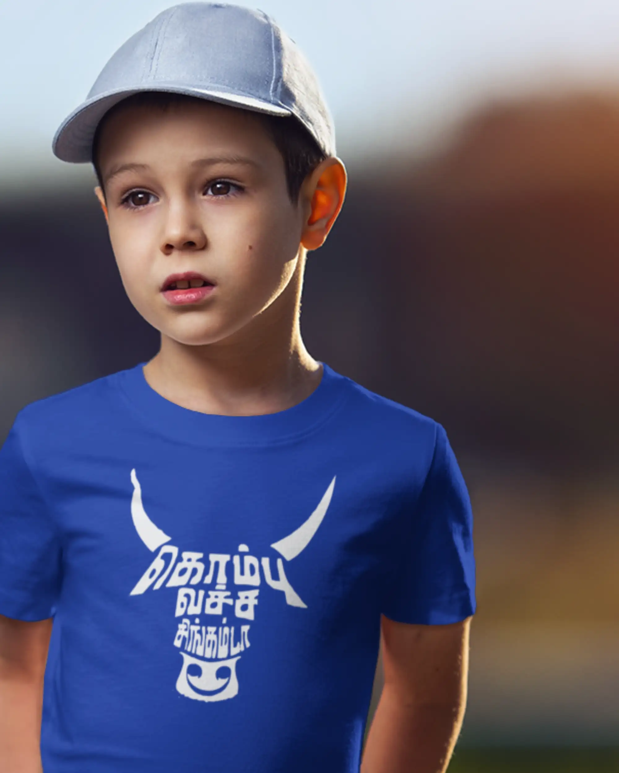 Kids Round Neck Kombu Vecha Singam da-Royal Blue