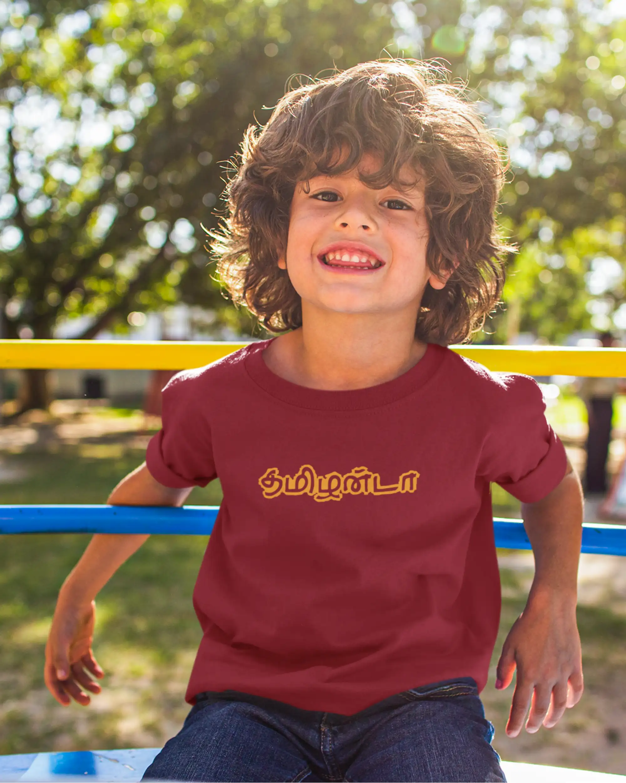Kids Round Neck Tamilanda-Maroon