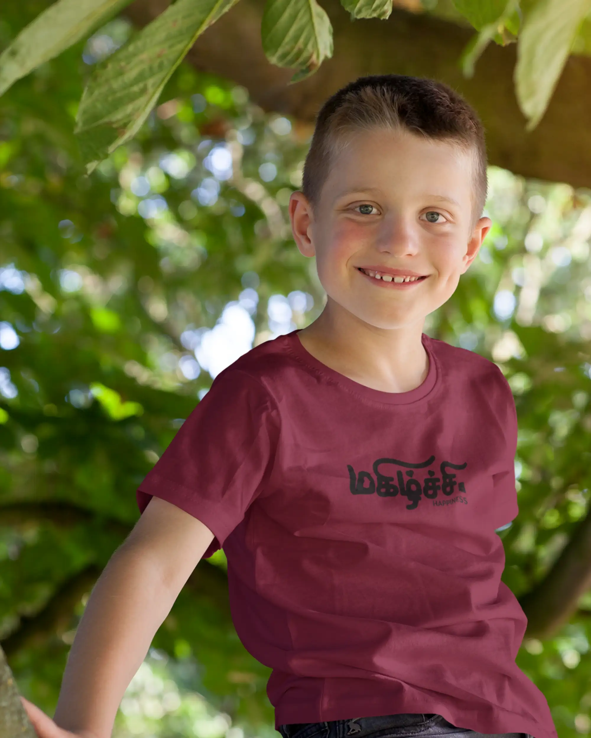 Kids Round Neck Magizhchi-Maroon