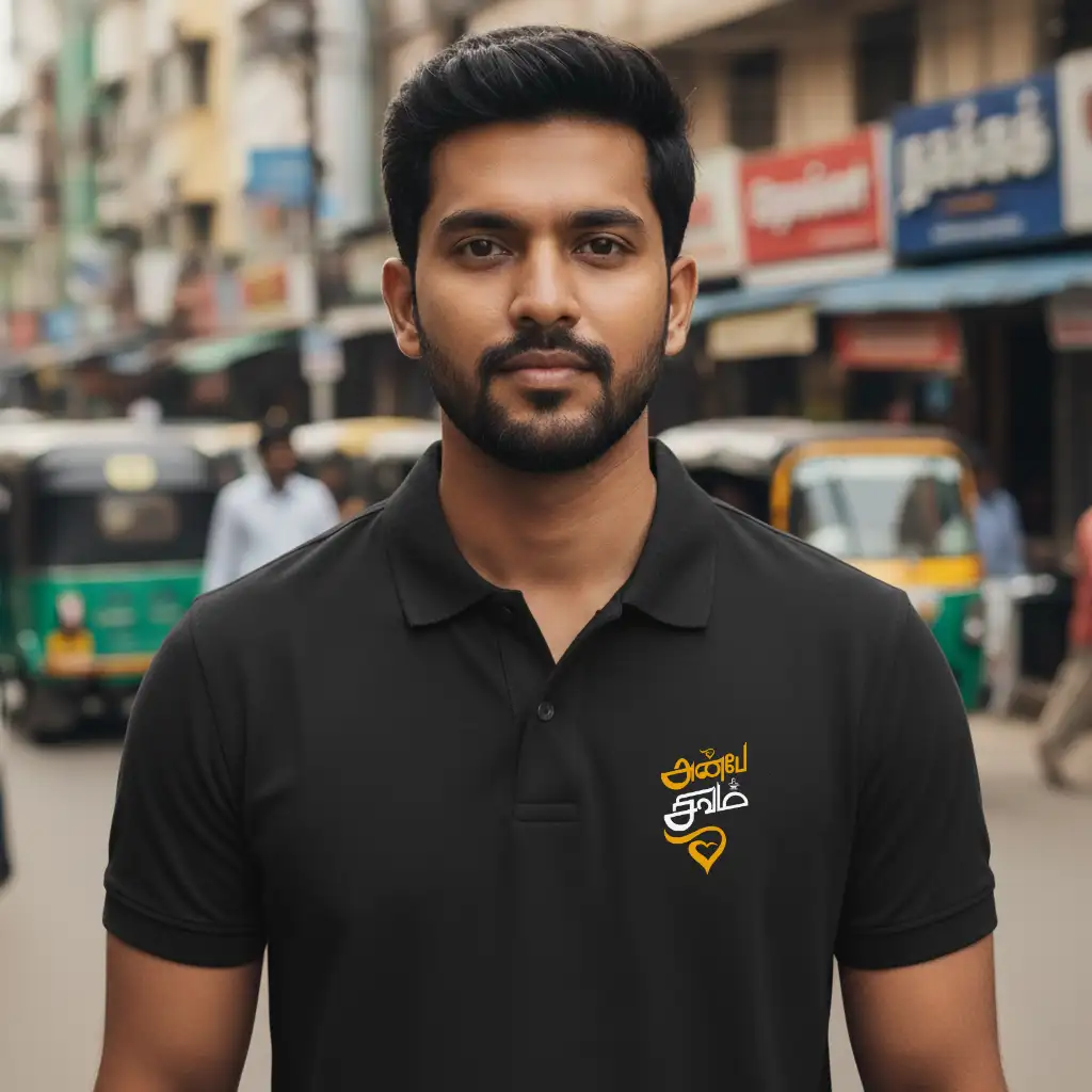 அன்பே சிவம் Polo Collar T-shirt Black
