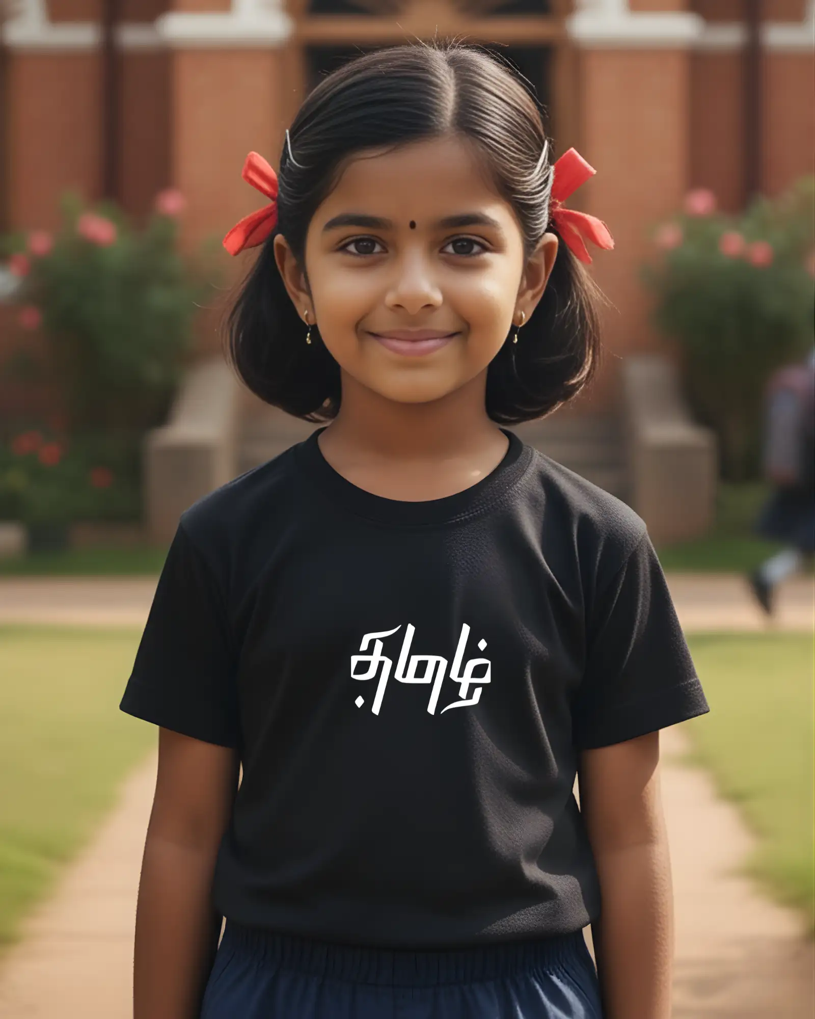 Tamil Kids Round Neck TShirts-Black