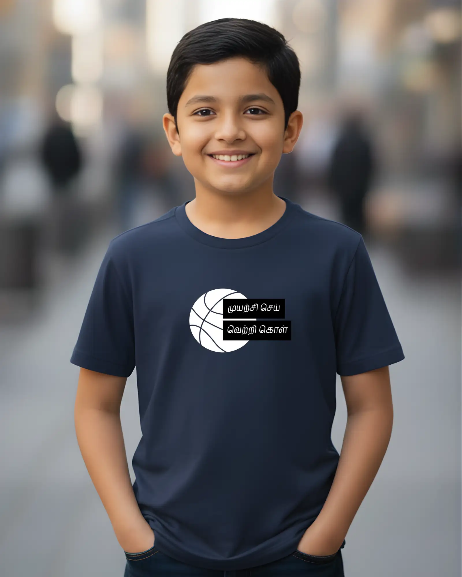 Kids Round Neck Muyarchi Sei, Vetri Kol - NavyBlue