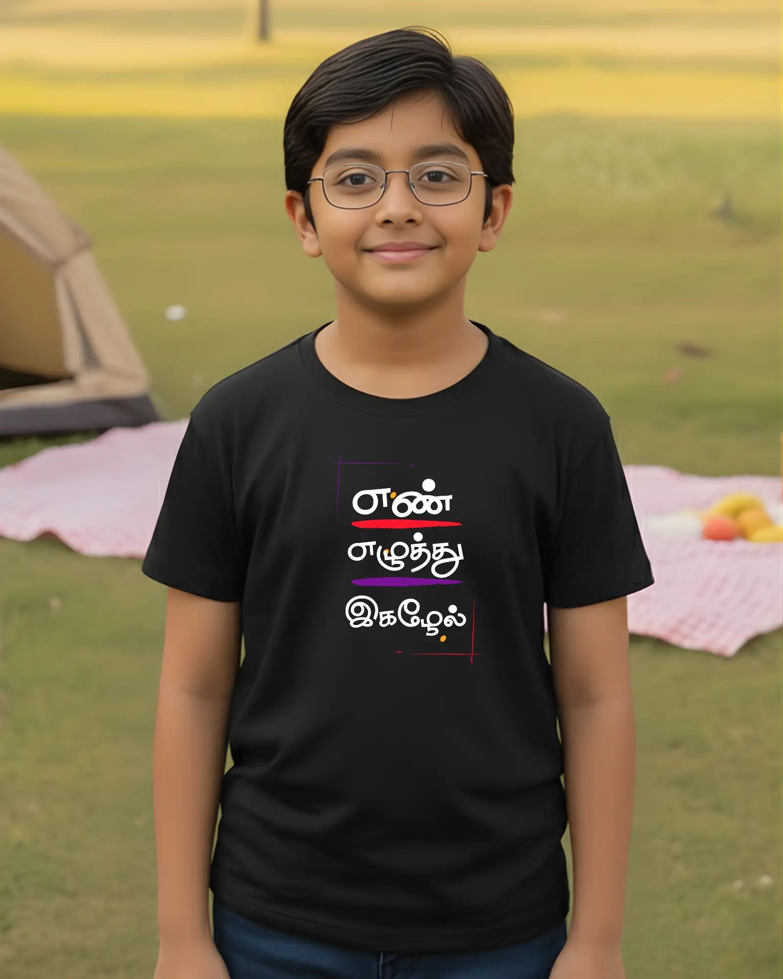Kids Round Neck Enn Ezhuthu Igazhlel-Black