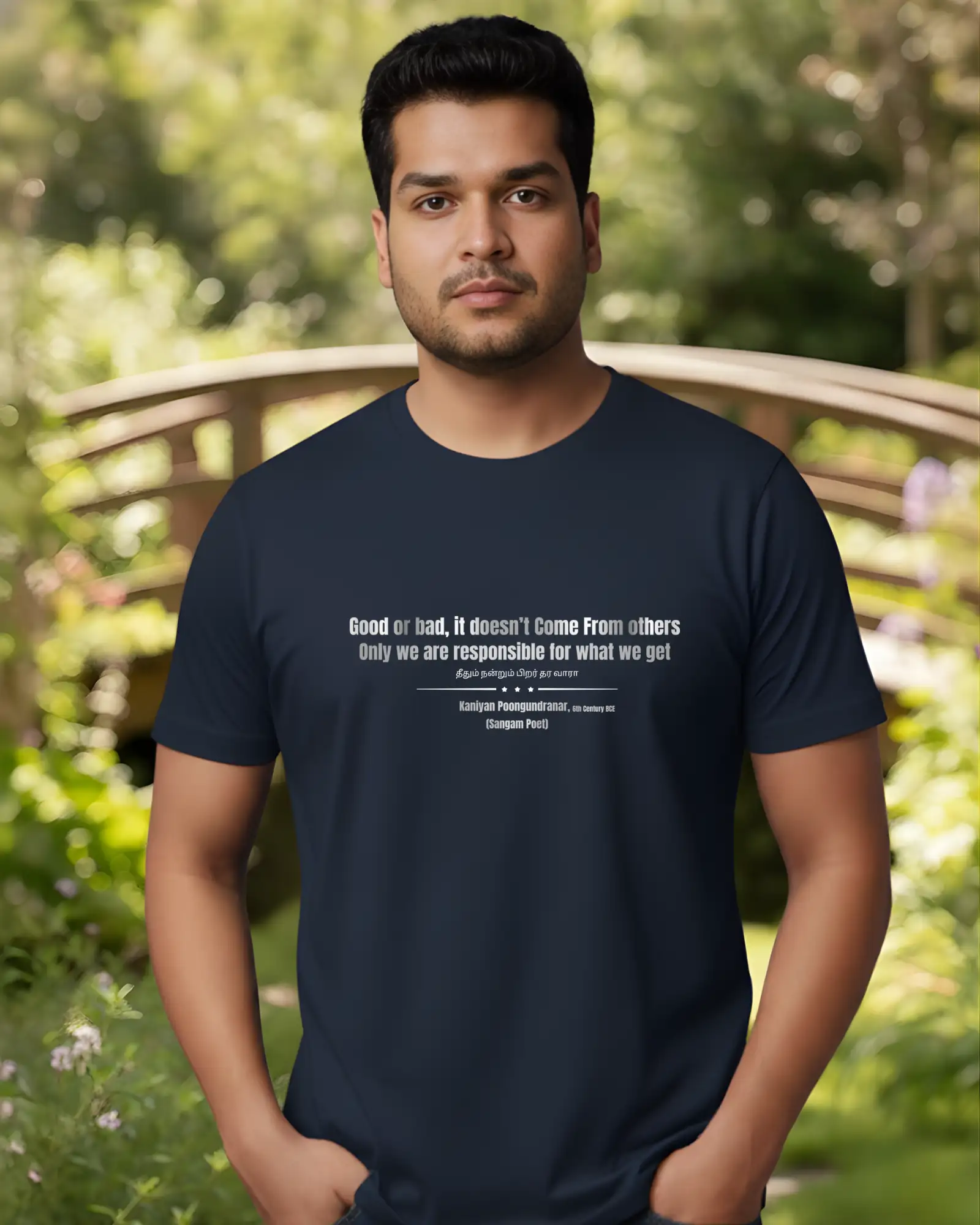 Good or Bad – Kaniyan Poonkundranar T-Shirt – Navy-Blue