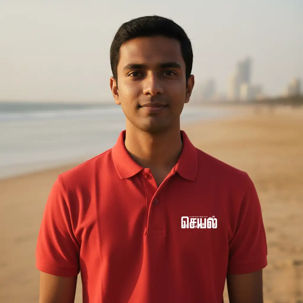 செயல் Polo Collar T-shirt Red