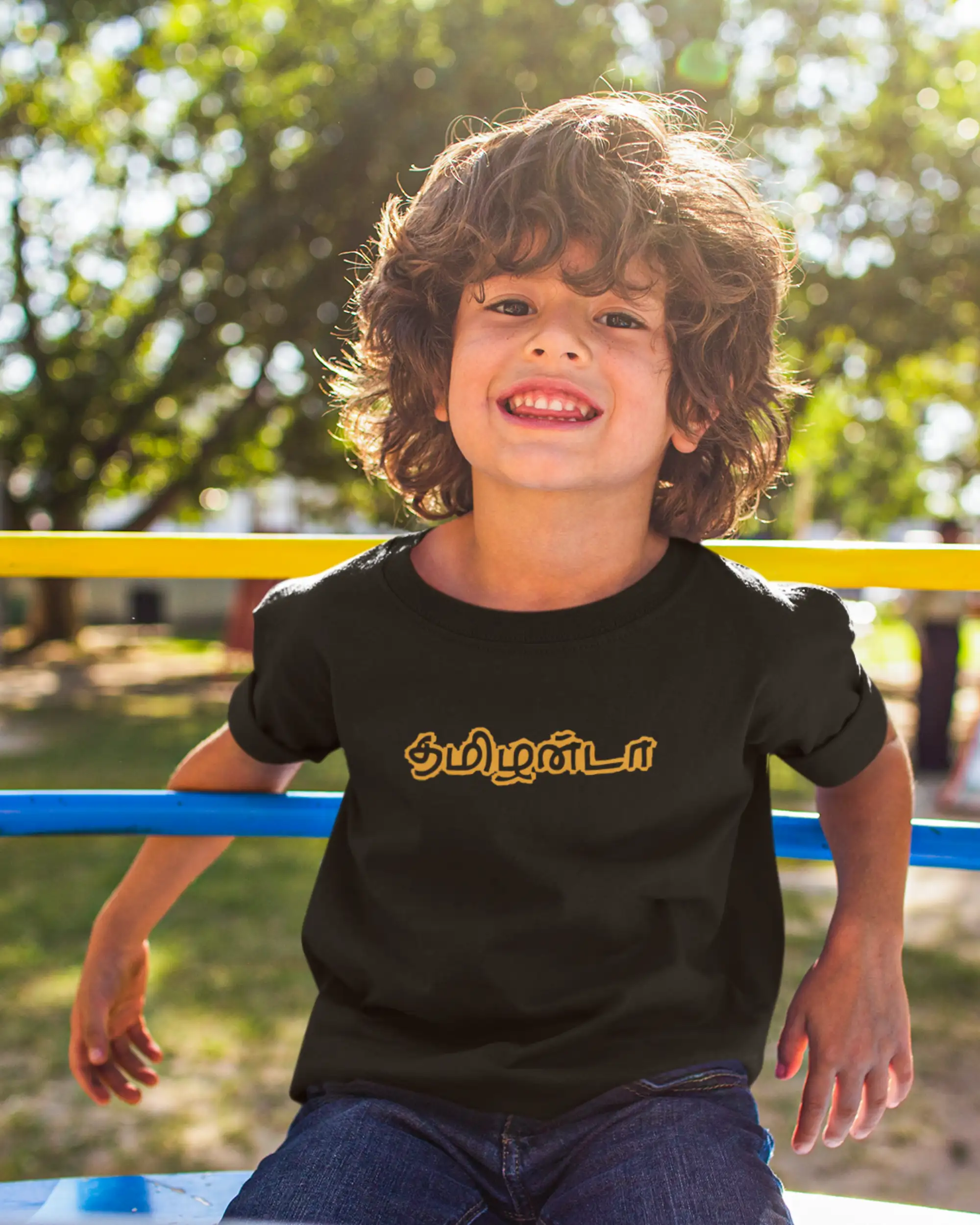Kids Round Neck Tamilanda-Black