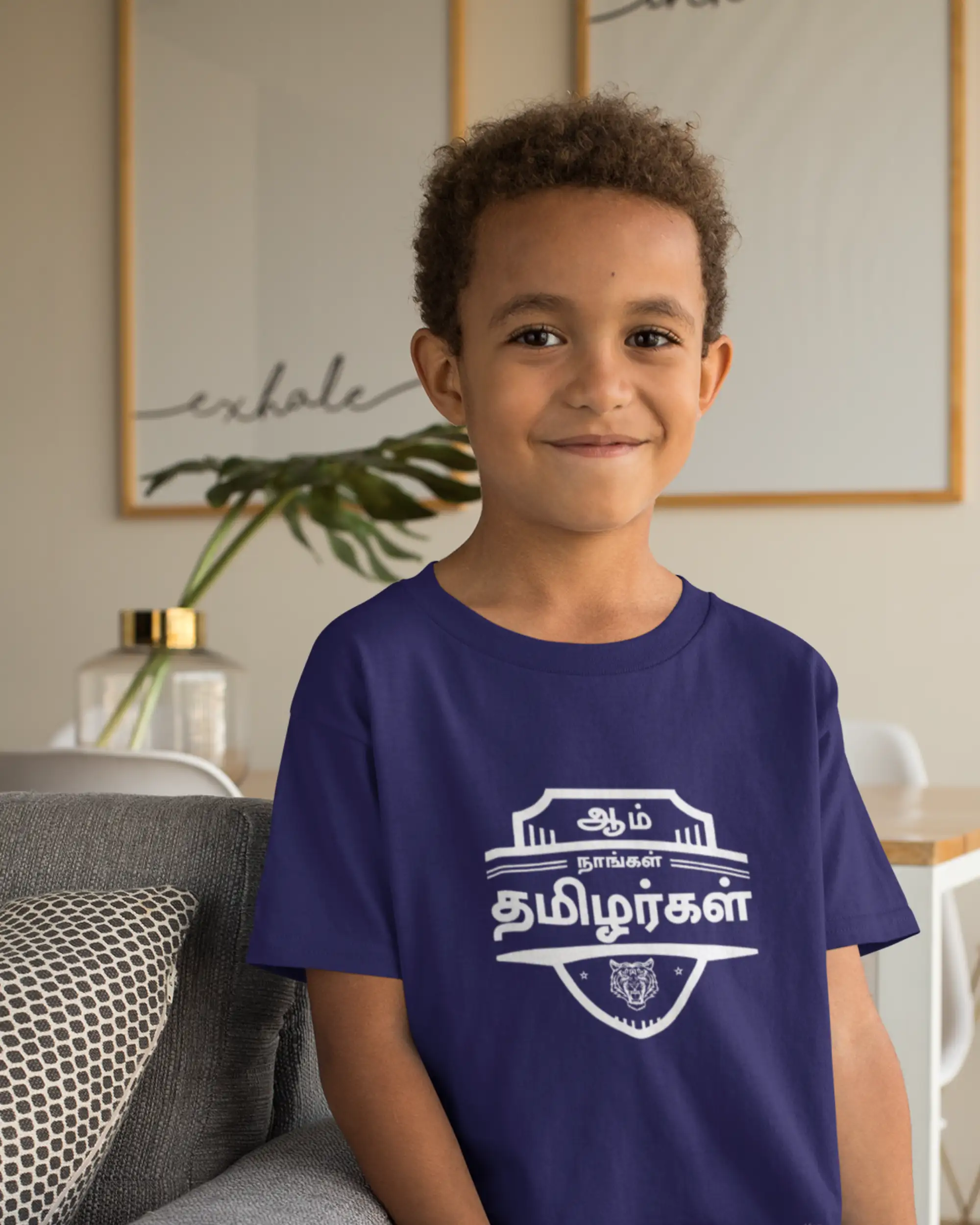 Kids Round Neck Aam Naangal Tamilargal-Navy Blue