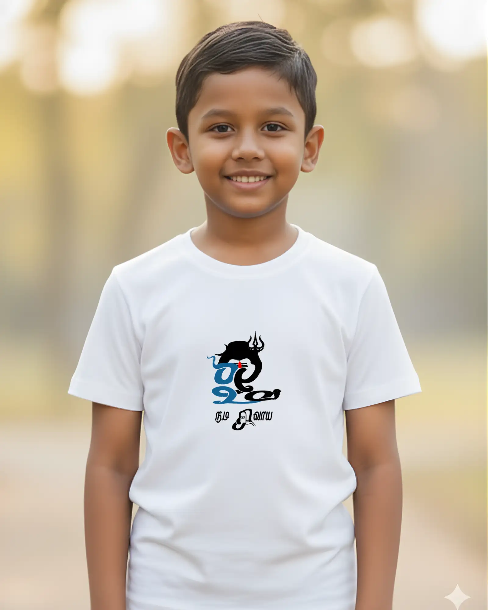 Kids Round Neck Om Namashivaaya - White