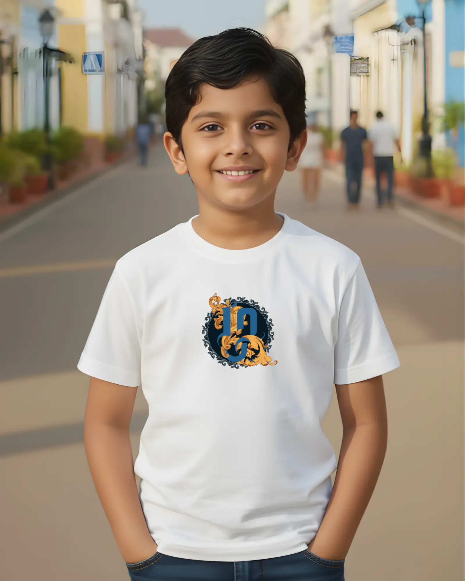 Kids Round Neck Zhal - white - secondary