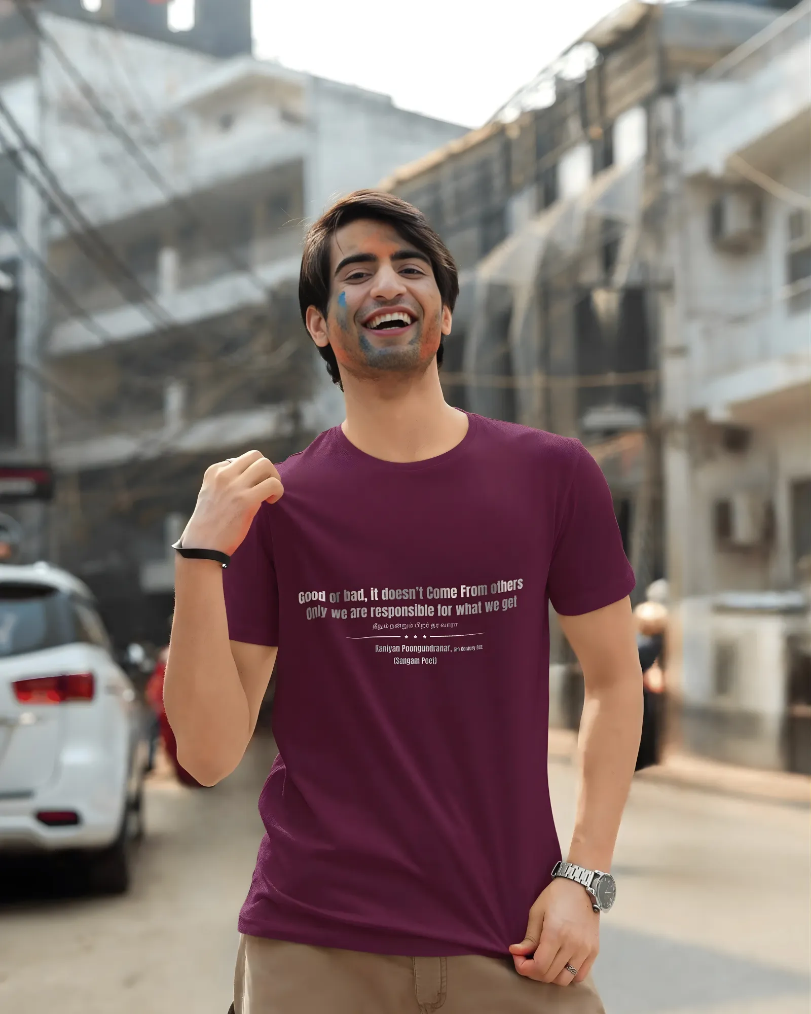 Good or Bad – Kaniyan Poonkundranar T-Shirt – Maroon