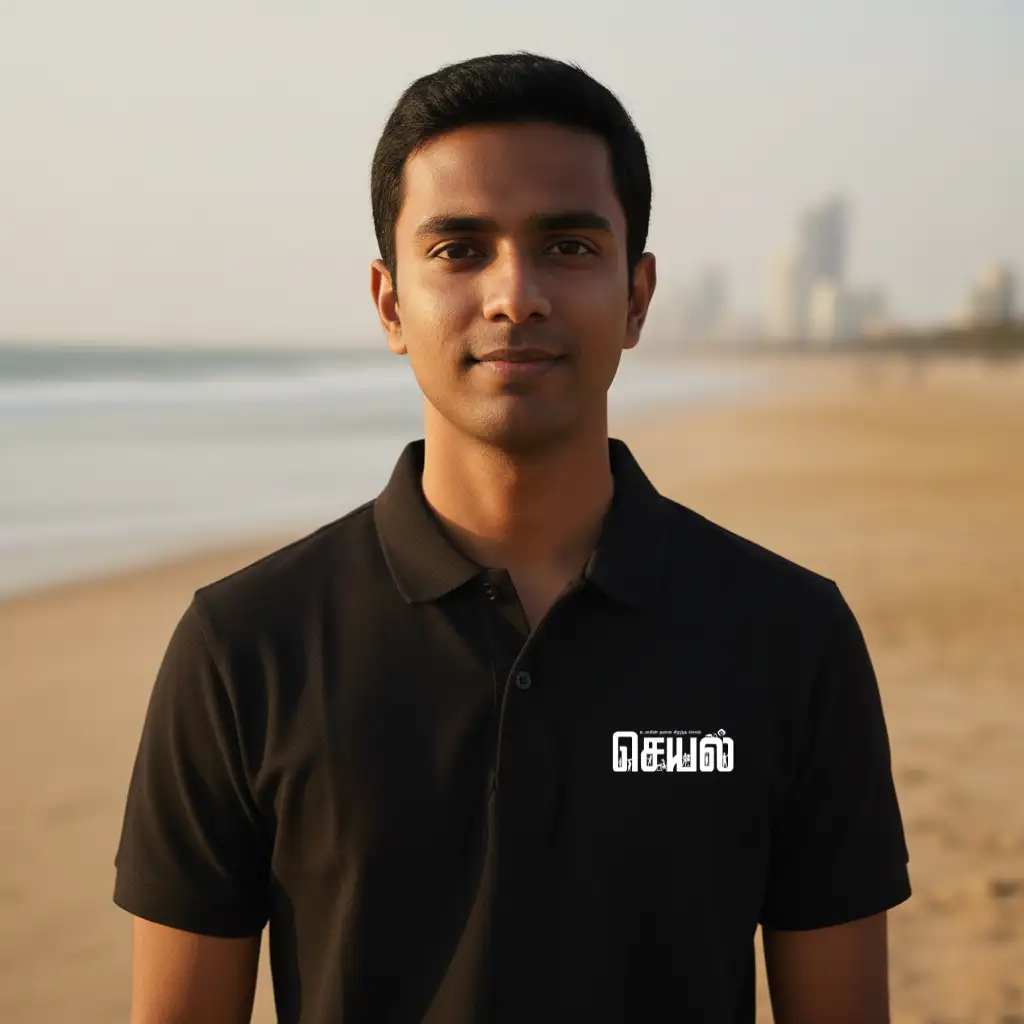 செயல் Polo Collar T-shirt Black