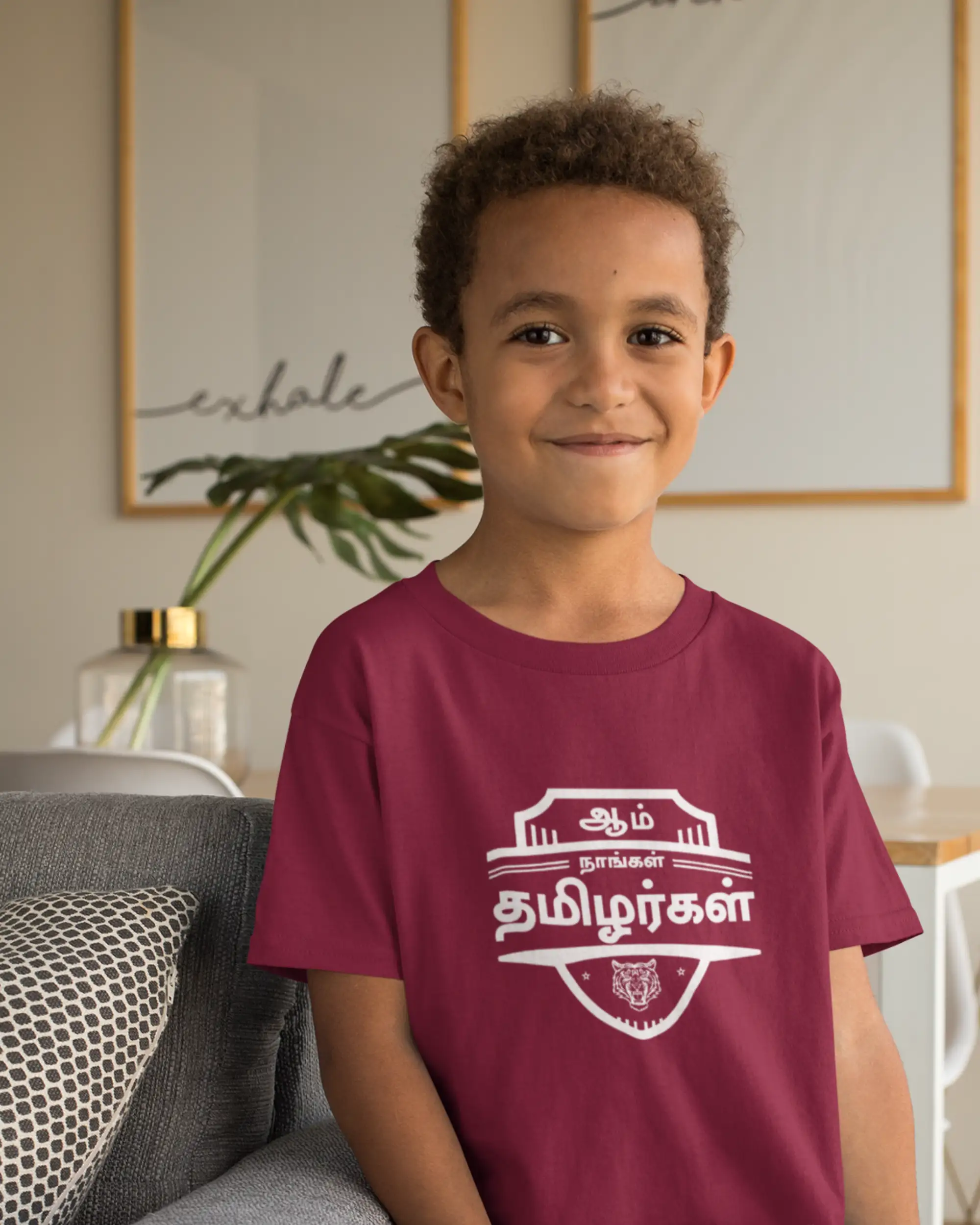 Kids Round Neck Aam Naangal Tamilargal-Maroon