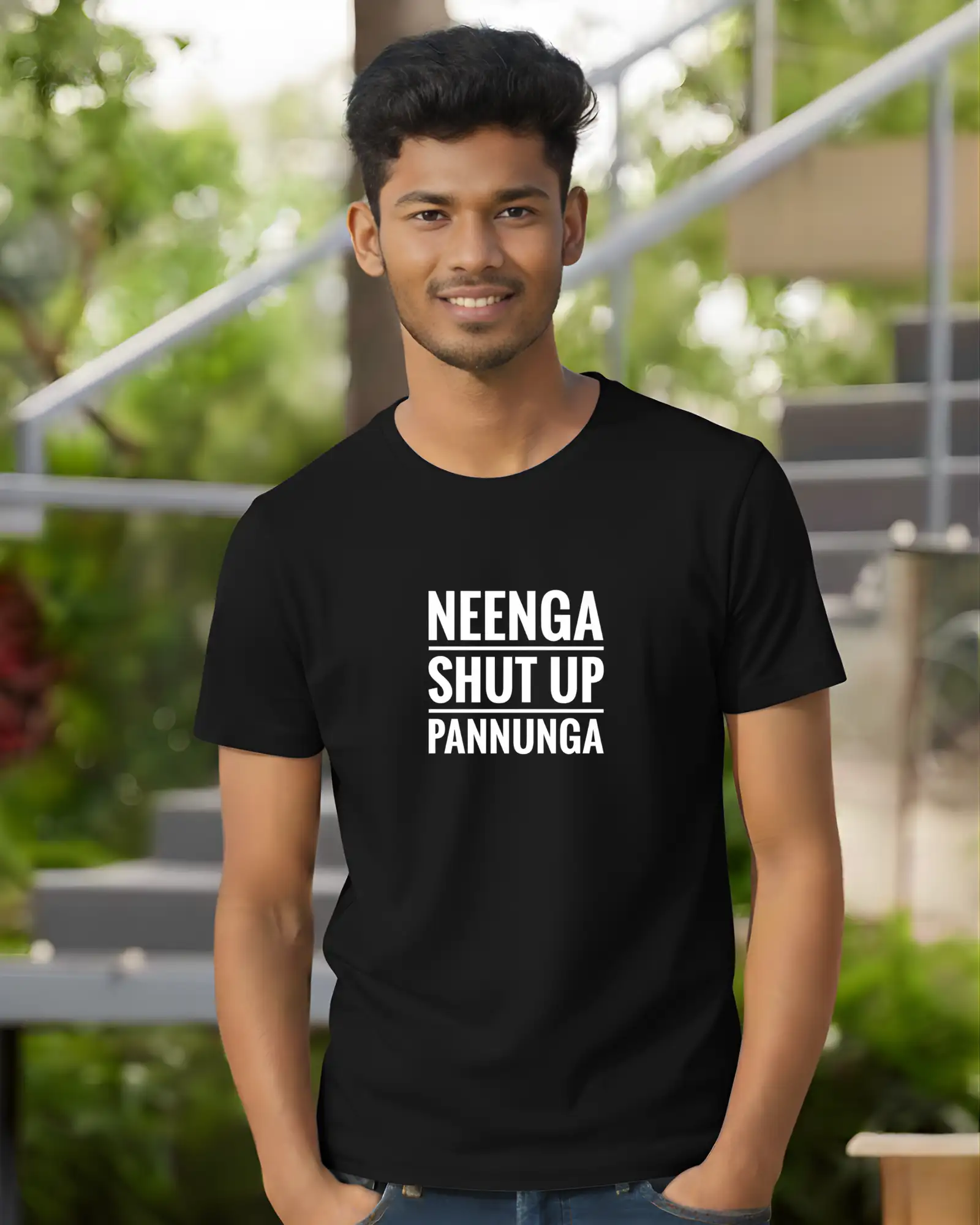 Neenga Shut Up Pannunga Round Neck Black