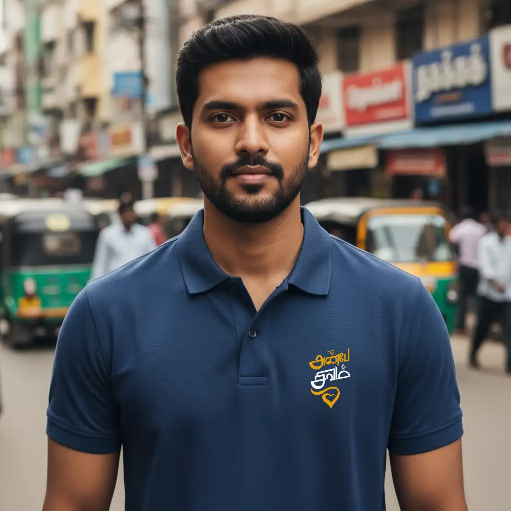 அன்பே சிவம் Polo Collar T-shirt Navy Bule