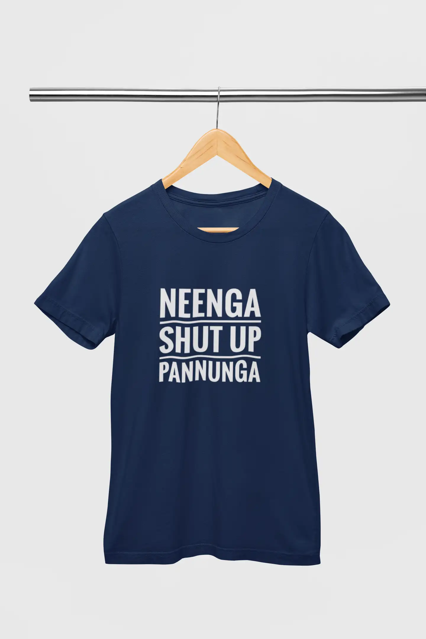 Neenga Shut Up Pannunga Round Neck Navy Blue