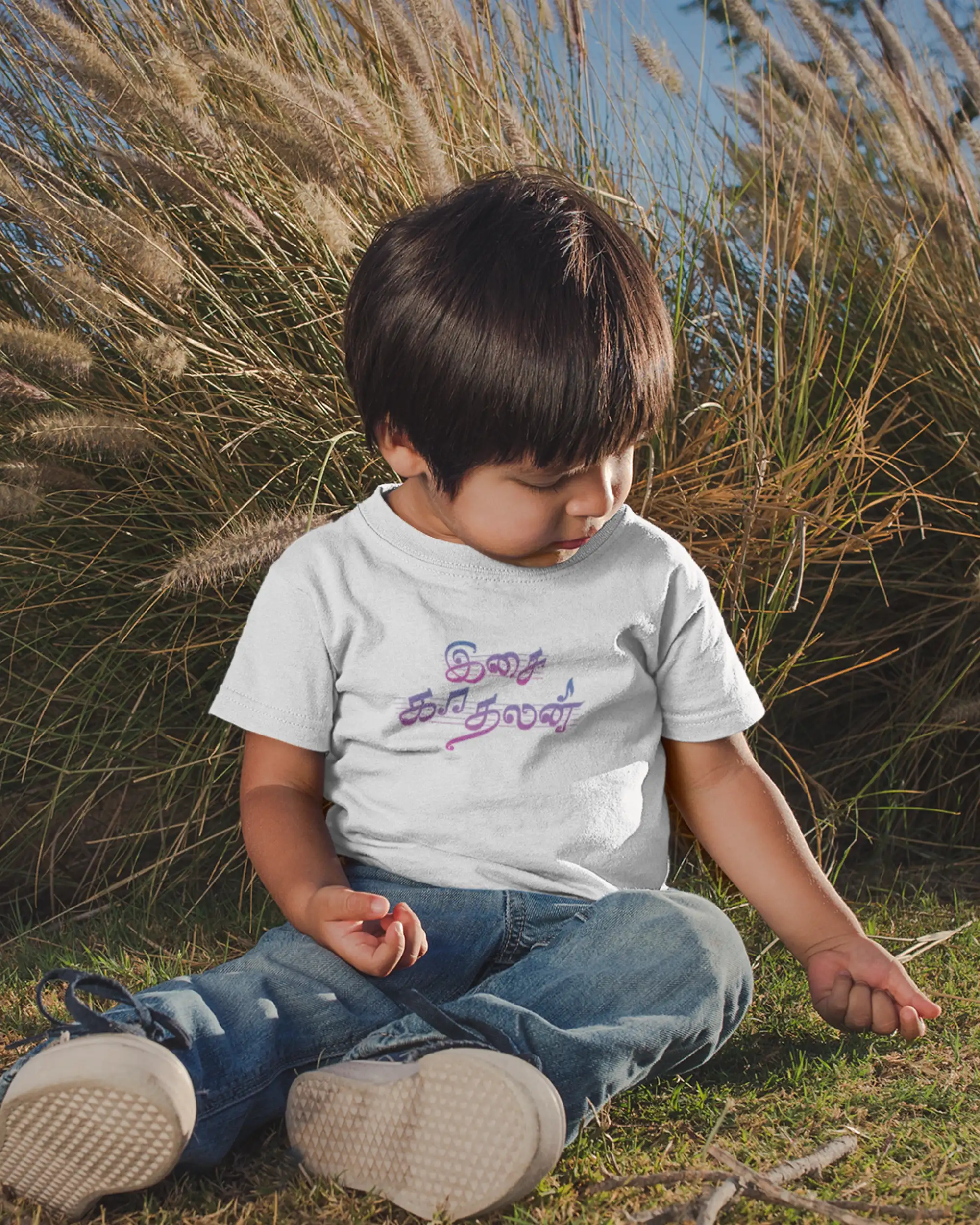 Kids Round Neck Isai Kaadhalan - White