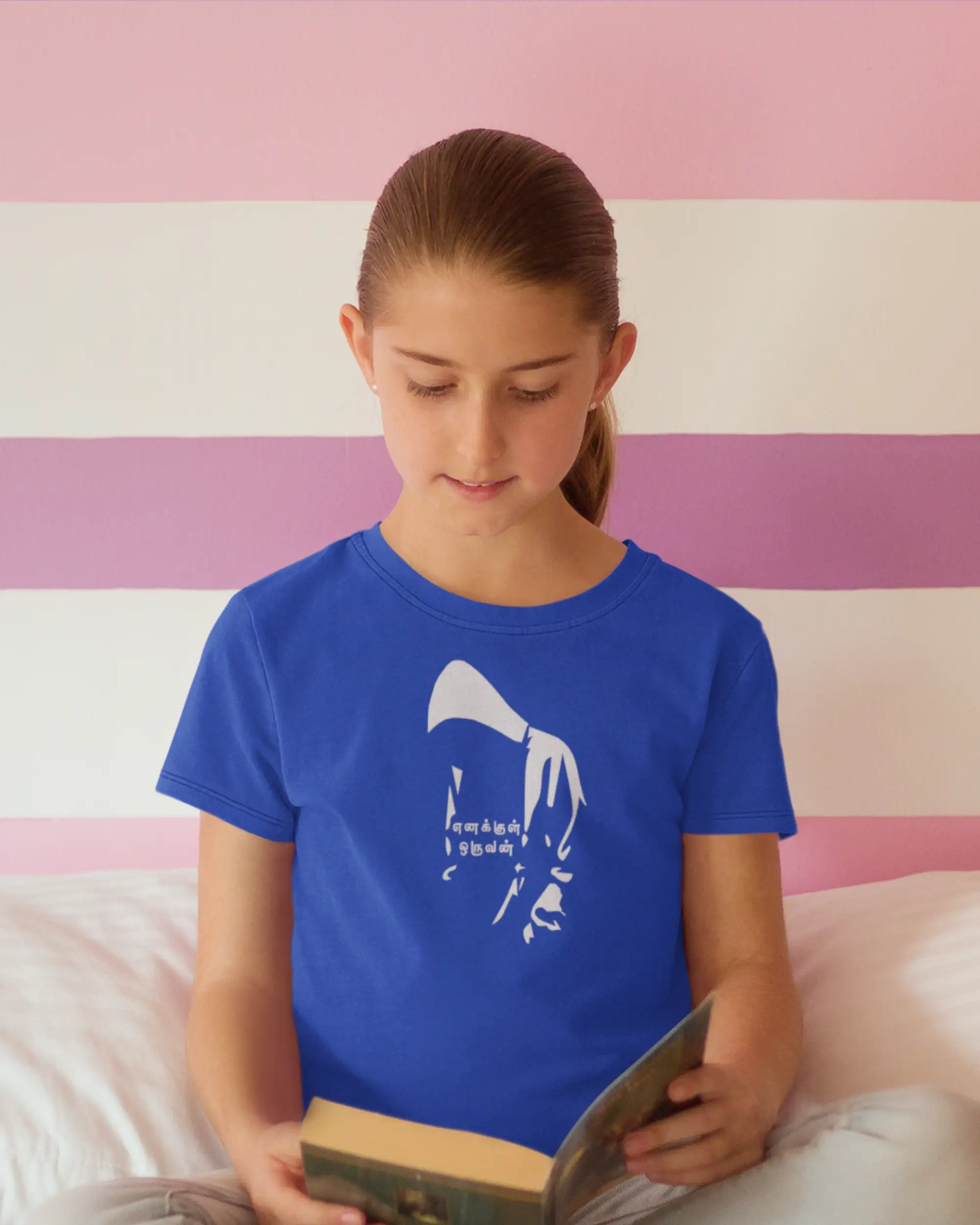 Kids Round Neck Enakkul Oruvan-Royal Blue