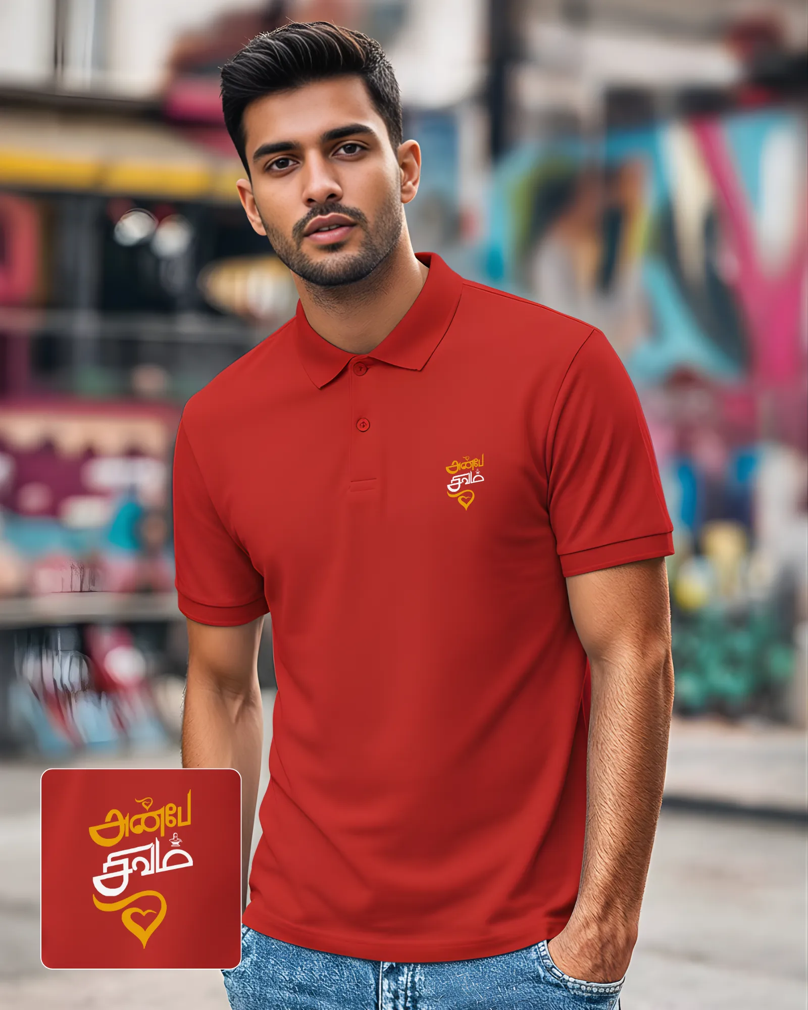 அன்பே சிவம் Polo Collar T-shirt Red