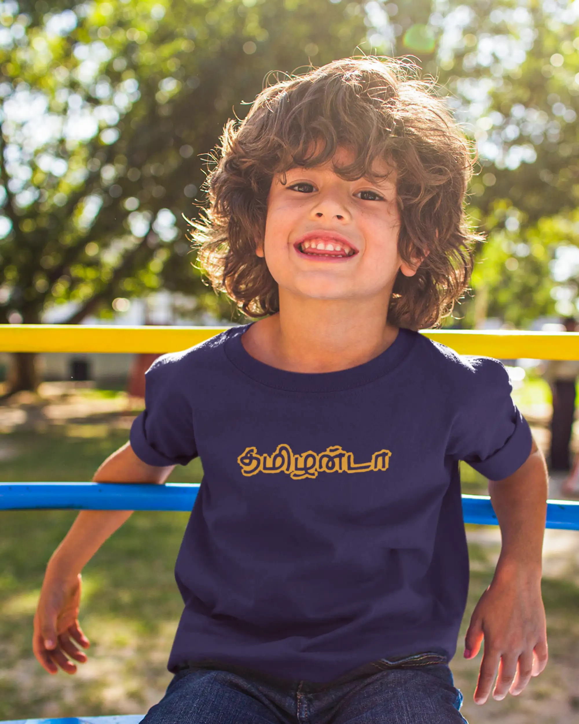 Kids Round Neck Tamilanda-Navy