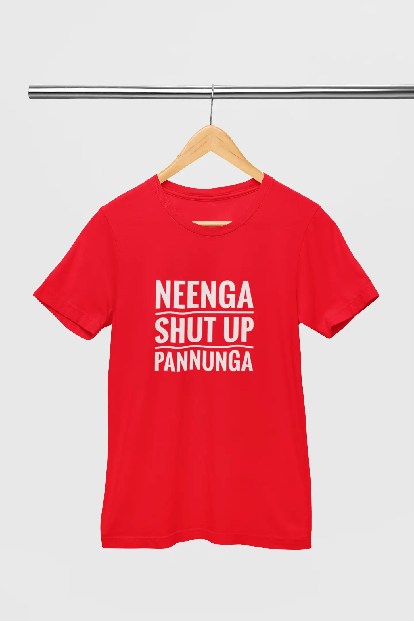 Neenga Shut Up Pannunga Round Neck Red