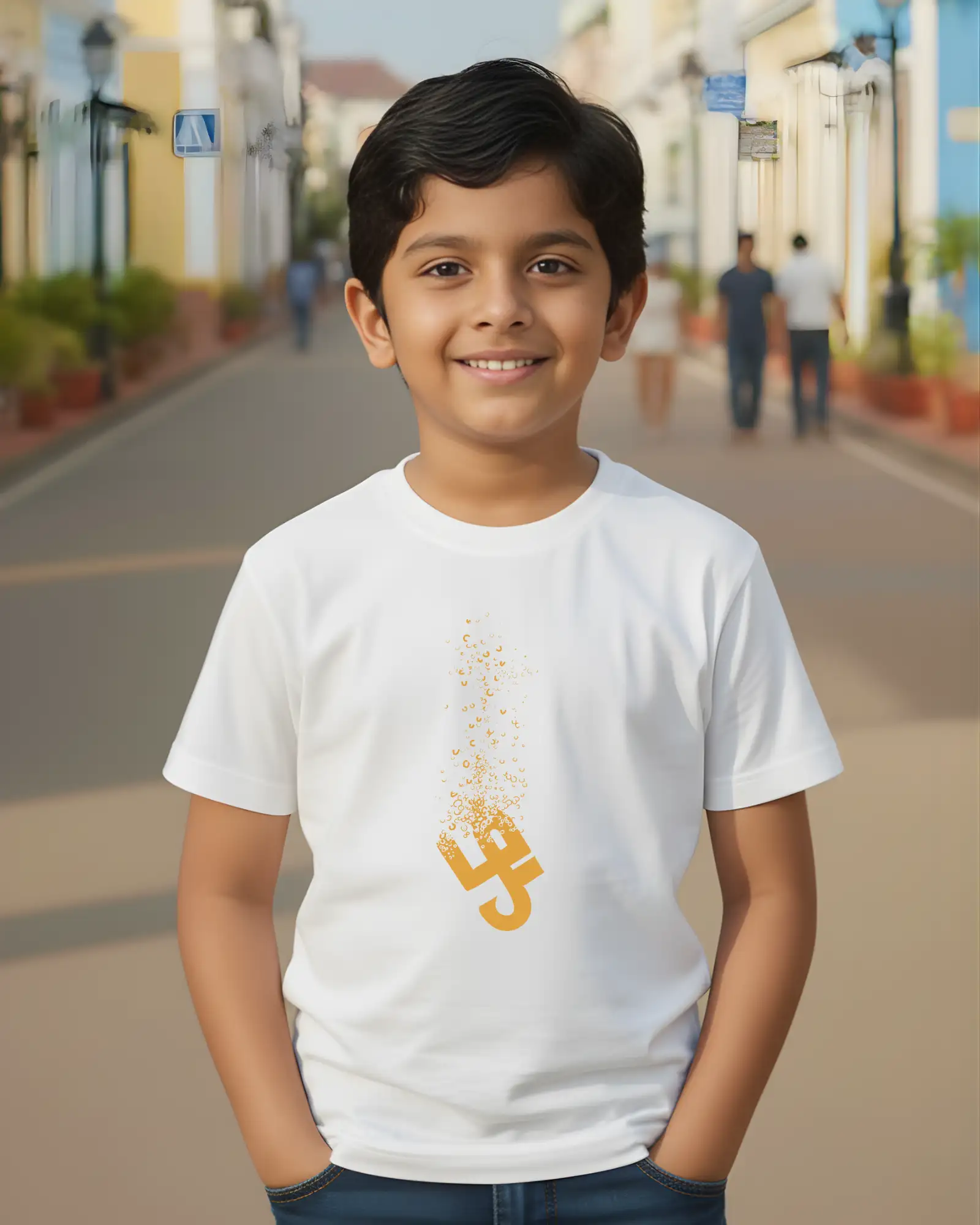 Kids Round Neck Zhal - white