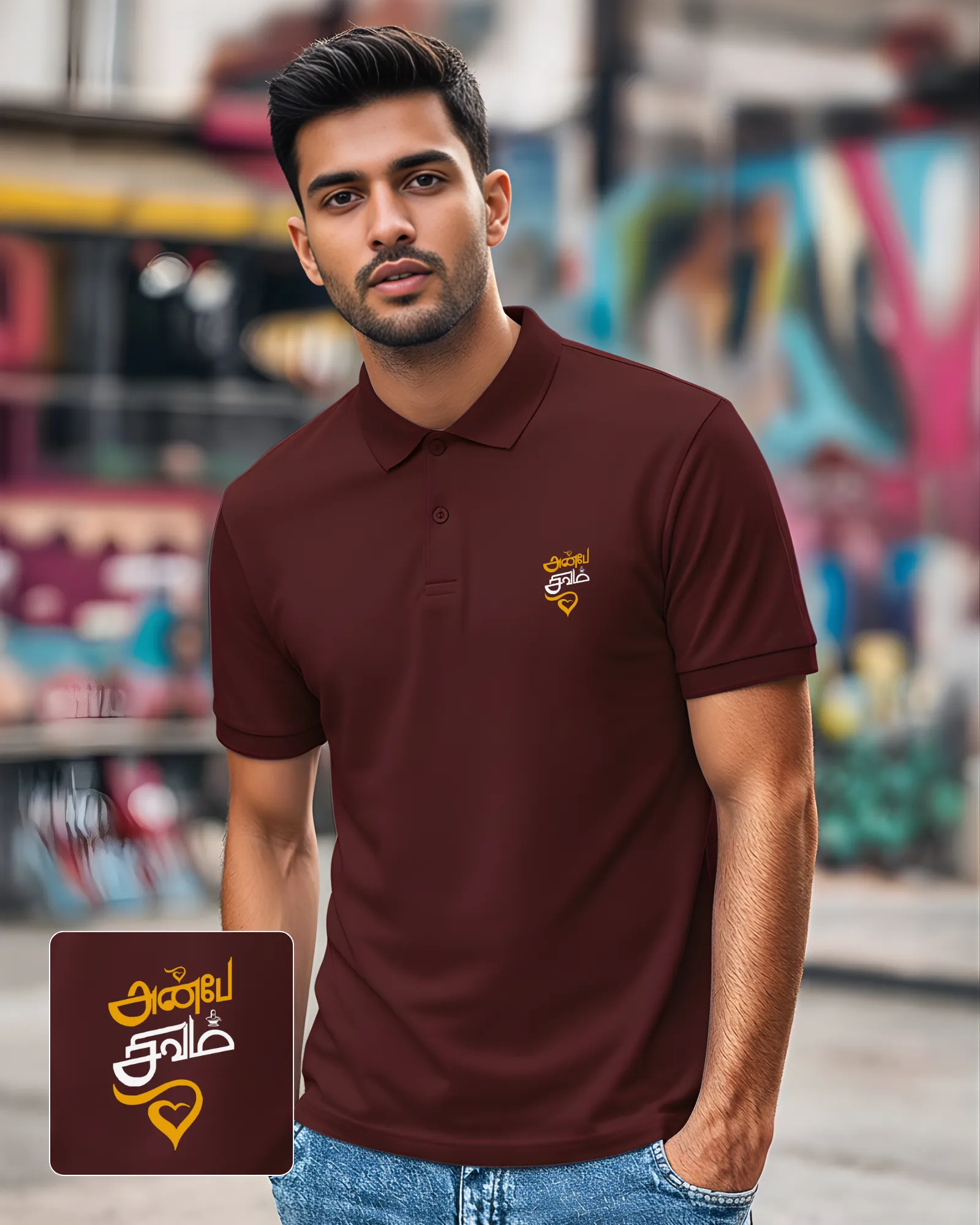 அன்பே சிவம் Polo Collar T-shirt Maroon