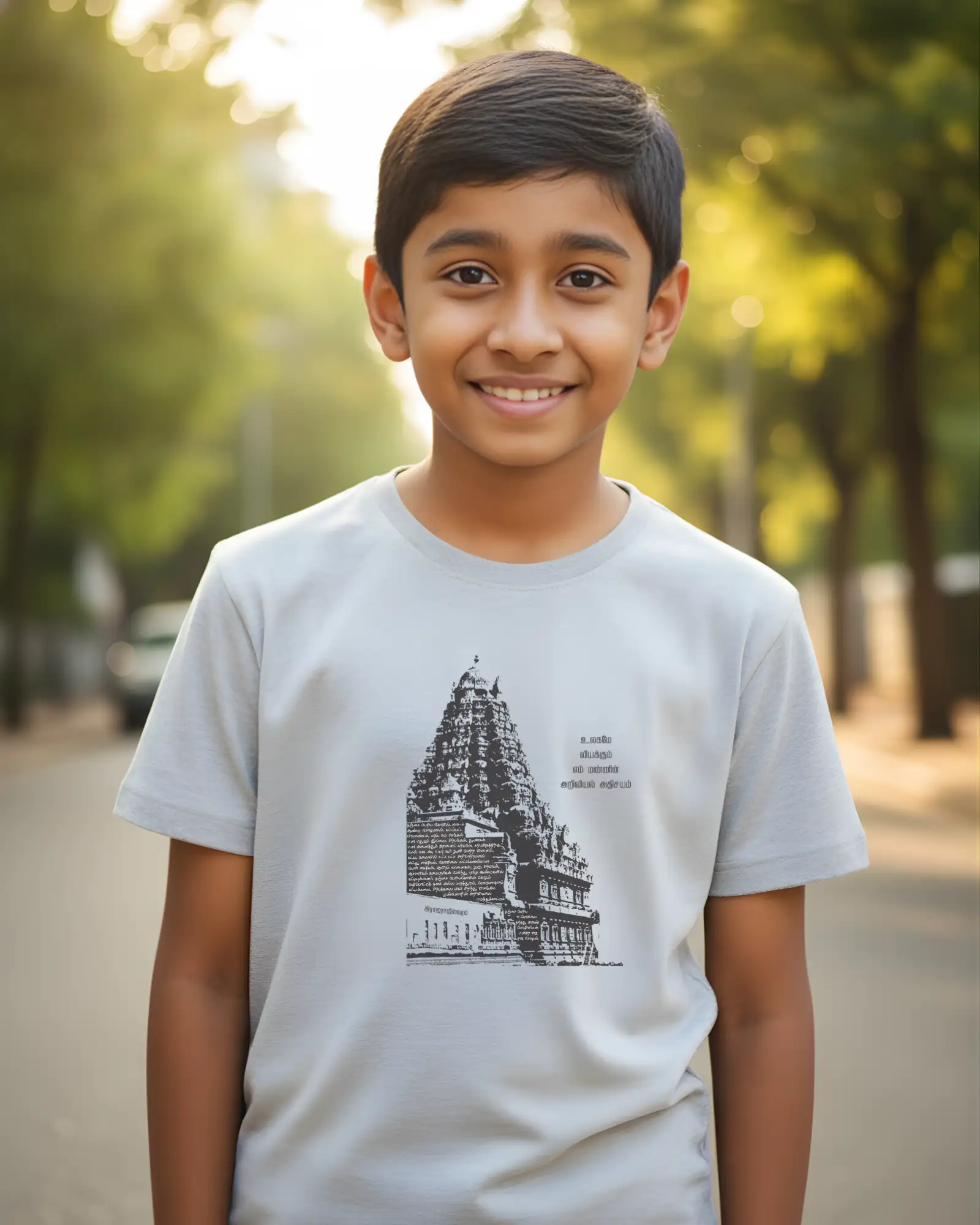 Temple Kids Round Neck TShirts -Grey Melange