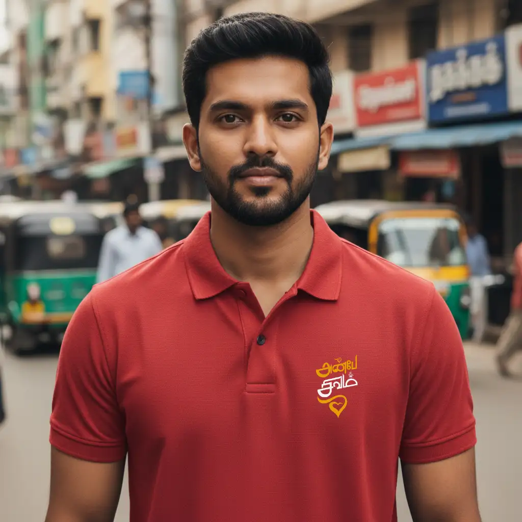 அன்பே சிவம் Polo Collar T-shirt Red