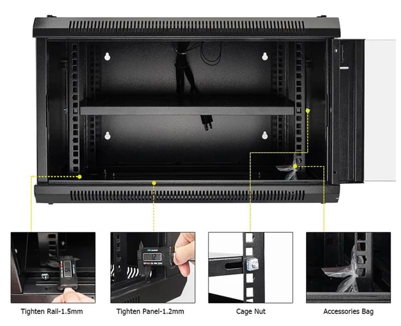 Wall Mount Black Cabinets (4U,6U,9U) view 3
