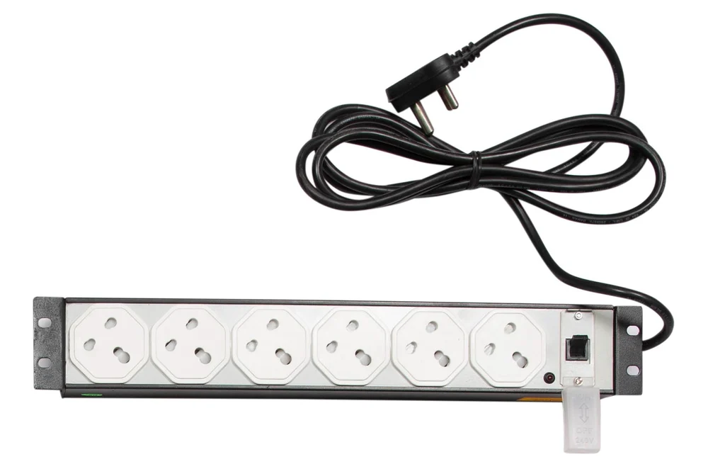 19" Rack PDU with 6 × 5/15A Octagonal Sockets & 16A MCB – (PI-1060-H0)