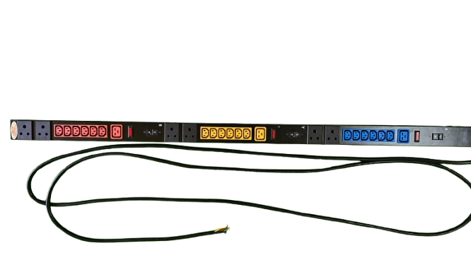 3 Phase Vertical PDU IEC C13 x 18 + IEC C19 x 3 + 5A x 6 Sockets view 2